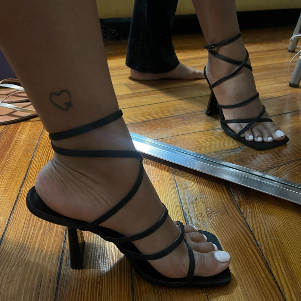 Zara black lace up sandals